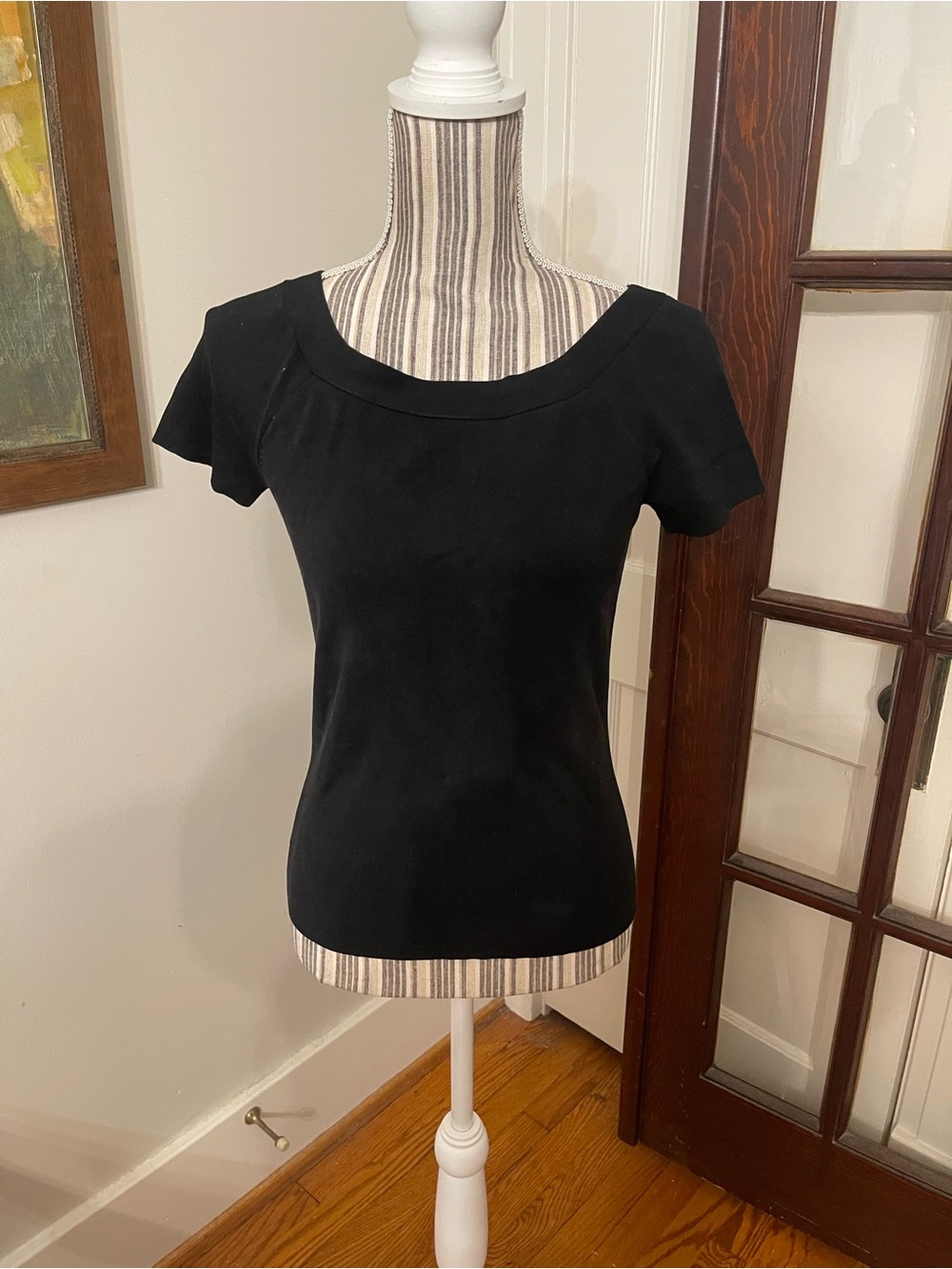 Ann Taylor Black Scoop Neck Short Sleeve Sweater